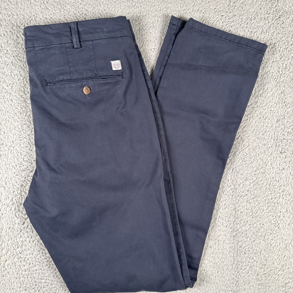 Marine Layer Saturday Chino Mens 36x32 (34x34) Blue Slim Straight Stretch
